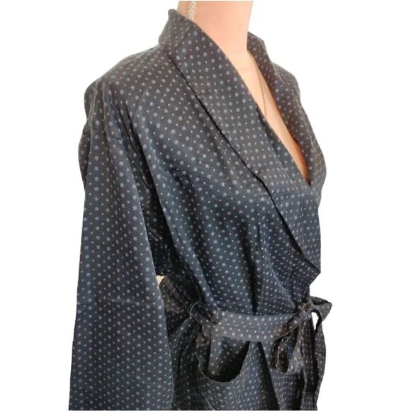 Victoria's Secret VTG 1999 Black Floral Short Robe with Pockets Size XS/ S - Picture 11 of 16